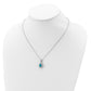 Sterling Silver Cheryl M Rhodium-Plated Cabochon Lab Created Blue Opal And Brilliant-Cut Cz Pear 18 Inch Necklace