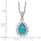 Sterling Silver Cheryl M Rhodium-Plated Cabochon Lab Created Blue Opal And Brilliant-Cut Cz Pear 18 Inch Necklace