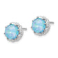 Sterling Silver Cheryl M Rhodium-Plated Cabochon Lab Created Blue Opal And Brilliant-Cut Cz Post Earrings