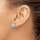 Sterling Silver Cheryl M Rhodium-Plated Cabochon Lab Created Blue Opal And Brilliant-Cut Cz Post Earrings