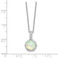 Sterling Silver Cheryl M Rhodium-Plated Cabochon Lab Created Opal And Brilliant-Cut Cz 18.5 Inch Necklace