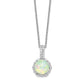 Sterling Silver Cheryl M Rhodium-Plated Cabochon Lab Created Opal And Brilliant-Cut Cz 18.5 Inch Necklace