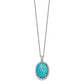 Sterling Silver Cheryl M Rhodium-Plated Cabochon Lab Created Blue Opal And Brilliant-Cut Cz Oval 18.5 Inch Necklace