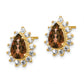 Sterling Silver Cheryl M Gold-Plated Brilliant-Cut Brown And White Pear Shape Cz Post Earrings