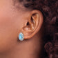 Sterling Silver Cheryl M Rhodium-Plated Cabochon Lab Created Blue Opal And Brilliant-Cut Cz Teardrop Shaped Post Earrings