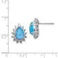 Sterling Silver Cheryl M Rhodium-Plated Cabochon Lab Created Blue Opal And Brilliant-Cut Cz Teardrop Shaped Post Earrings