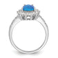 Sterling Silver Cheryl M Rhodium-Plated Cabochon Lab Created Blue Opal And Brilliant-Cut Cz Teardrop Shaped Ring