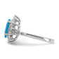 Sterling Silver Cheryl M Rhodium-Plated Cabochon Lab Created Blue Opal And Brilliant-Cut Cz Teardrop Shaped Ring