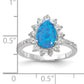 Sterling Silver Cheryl M Rhodium-Plated Cabochon Lab Created Blue Opal And Brilliant-Cut Cz Teardrop Shaped Ring