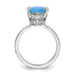 Sterling Silver Cheryl M Rhodium-Plated Cabochon Lab Created Blue Opal And Brilliant-Cut Cz Oval With Side Stones Ring