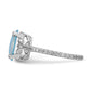 Sterling Silver Cheryl M Rhodium-Plated Cabochon Lab Created Blue Opal And Brilliant-Cut Cz Oval With Side Stones Ring