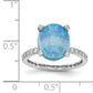 Sterling Silver Cheryl M Rhodium-Plated Cabochon Lab Created Blue Opal And Brilliant-Cut Cz Oval With Side Stones Ring