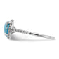 Sterling Silver Cheryl M Rhodium-Plated Cabochon Lab Created Blue Opal And Brilliant Cut Cz Halo With Side Stones Ring