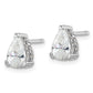 Sterling Silver Cheryl M Rhodium-Plated Brilliant-Cut Pear Shaped Cz With Pave Gallery Post Stud Earrings