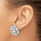 Sterling Silver Cheryl M Rhodium-Plated Cushion-Cut Marquise-Cut & Brilliant-Cut Cz Cluster Dome Post Omega Back Earrings