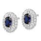 Sterling Silver Cheryl M Rhodium-Plated Brilliant-Cut Lab Created Dark Blue Spinel And Tapered Baguette-Cut/Brilliant-Cut White Cz Oval Halo Post Earrings