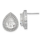 Sterling Silver Cheryl M Rhodium-Plated Brilliant-Cut Pear Shaped Cz Double Halo Post Earrings