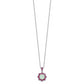 Sterling Silver Cheryl M Rhodium-Plated Cabochon Lab Created Opal And Brilliant-Cut Red Nano Crystal Flower 18 Inch Necklace