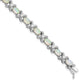 Sterling Silver Cheryl M Rhodium-Plated Fancy X And O Cabochon Lab Created Opal Brilliant-Cut Cz 7.25 Inch Bracelet