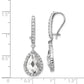 Sterling Silver Cheryl M Rhodium-Plated Checkerboard-Cut Pear Shaped And Brilliant-Cut Cz Halo Kidney Wire Dangle Earrings