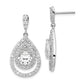 Sterling Silver Cheryl M Rhodium-Plated Brilliant-Cut Pear Shaped Cz Double Halo Post Dangle Earrings