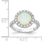 Sterling Silver Cheryl M Rhodium-Plated Cabochon Lab Created Opal And Brilliant-Cut Cz Halo Ring