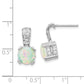 Sterling Silver Cheryl M Rhodium-Plated 8mm Cabochon Lab Created Opal And Brilliant-Cut Cz Post Dangle Earrings