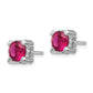 Sterling Silver Cheryl M Rhodium-Plated Brilliant-Cut 6.5mm Lab Created Ruby And White Cz Stud Post Earrings