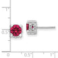 Sterling Silver Cheryl M Rhodium-Plated Brilliant-Cut 6.5mm Lab Created Ruby And White Cz Stud Post Earrings