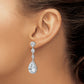 Sterling Silver Cheryl M Rhodium-Plated Brilliant-Cut Cz Bezel & Teardrop Halo Post Dangle Earrings