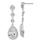 Sterling Silver Cheryl M Rhodium-Plated Brilliant-Cut Cz Bezel & Teardrop Halo Post Dangle Earrings