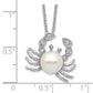 Sterling Silver Cheryl M Rhodium-Plated Freshwater Cultured Pearl And Brilliant-Cut Cz Crab 18 Inch Necklace