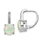 Sterling Silver Cheryl M Rhodium-Plated Cabochon Lab Created Opal And Brilliant-Cut Cz Leverback Earrings