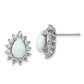 Sterling Silver Cheryl M Rhodium-Plated Cabochon Lab Created Opal And Brilliant-Cut Cz Teardrop Halo Post Earrings