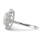 Sterling Silver Cheryl M Rhodium-Plated Cabochon Lab Created Opal And Brilliant-Cut Cz Teardrop Halo Ring