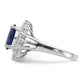 Sterling Silver Cheryl M Rhodium-Plated Brilliant-Cut Lab Created Dark Blue Spinel And White Cz Oval Halo Ring