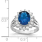 Sterling Silver Cheryl M Rhodium-Plated Brilliant-Cut Lab Created Dark Blue Spinel And White Cz Oval Halo Ring