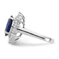 Sterling Silver Cheryl M Rhodium-Plated Brilliant-Cut Lab Created Dark Blue Spinel And White Cz Oval Halo Ring