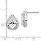 Sterling Silver Cheryl M Rhodium-Plated Brilliant-Cut Teardrop Cz Halo Post Earrings