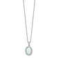 Sterling Silver Cheryl M Rhodium-Plated Cabochon Lab Created Opal And Brilliant-Cut Cz Oval Halo 18 Inch Necklace