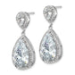 Sterling Silver Cheryl M Rhodium-Plated Fancy Brilliant-Cut Pear Shaped Cz Post Dangle Earrings