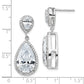 Sterling Silver Cheryl M Rhodium-Plated Fancy Brilliant-Cut Pear Shaped Cz Post Dangle Earrings