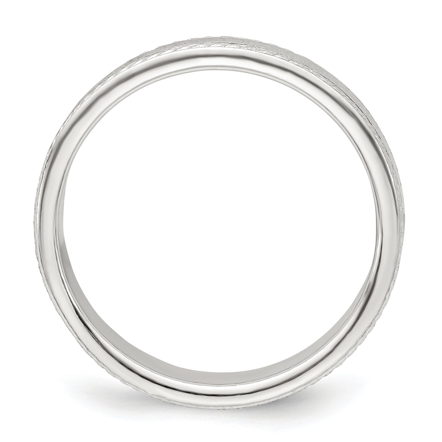 Sterling Silver 4mm Flat With Rope Edge Size 8 Band