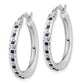 Sterling Silver Diamond Fascination Mystique Platinum-Plated Sapphire Round Hoop Earrings