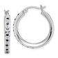 Sterling Silver Diamond Fascination Mystique Platinum-Plated Sapphire Round Hoop Earrings