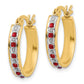 Sterling Silver Diamond Fascination Mystique 18K Gold-Plated And Ruby Oval Hoop Earrings