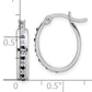 Sterling Silver Diamond Fascination Mystique Platinum-Plated And Sapphire Oval Hoop Earring