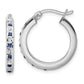 Sterling Silver Diamond Fascination Mystique Platinum-Plated Sapphire Hoop Earrings