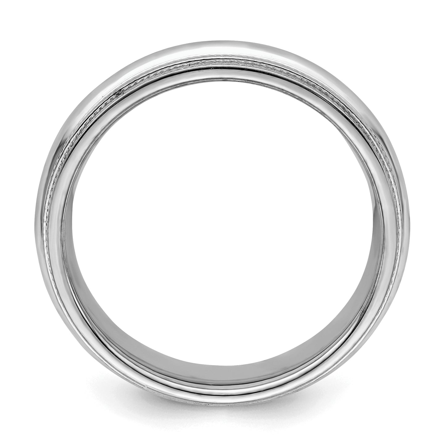 Sterling Silver Rhodium 6mm Comfort Fit Double Milgrain Size 10 Band