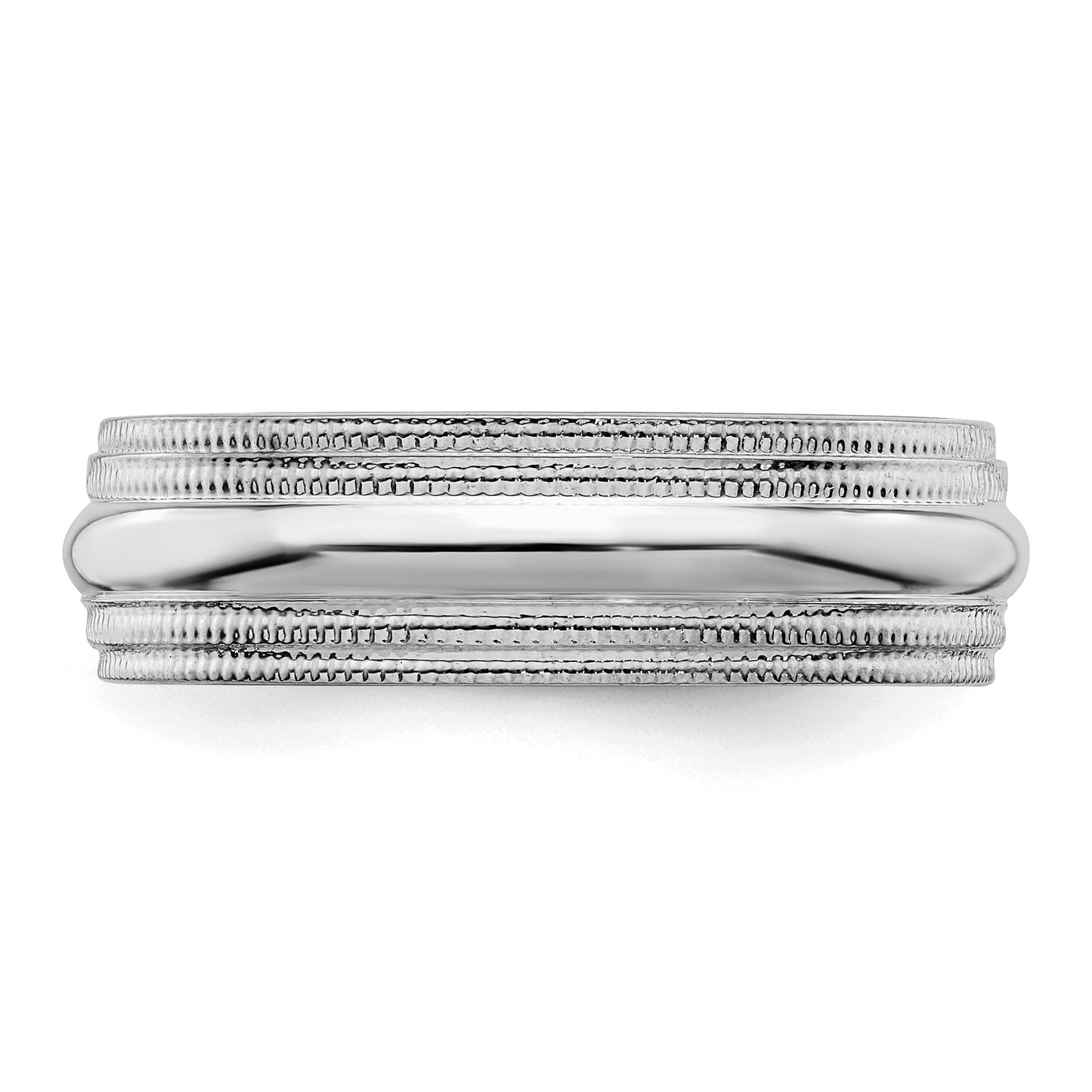 Sterling Silver Rhodium 6mm Comfort Fit Double Milgrain Size 12.5 Band